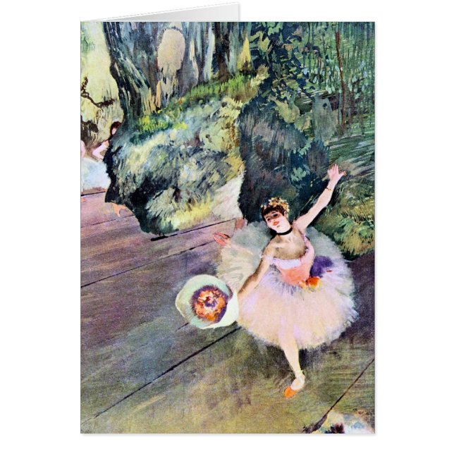 Cartão Dançarina com um Buquê de Flores de Edgar Degas (Frente)