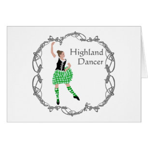 Cartão Dançarina Escocesa de Highland Nó Celta Verde