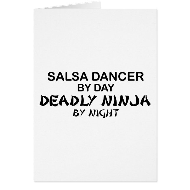 Cartão Dançarino Ninja mortal da salsa em a noite (Frente)