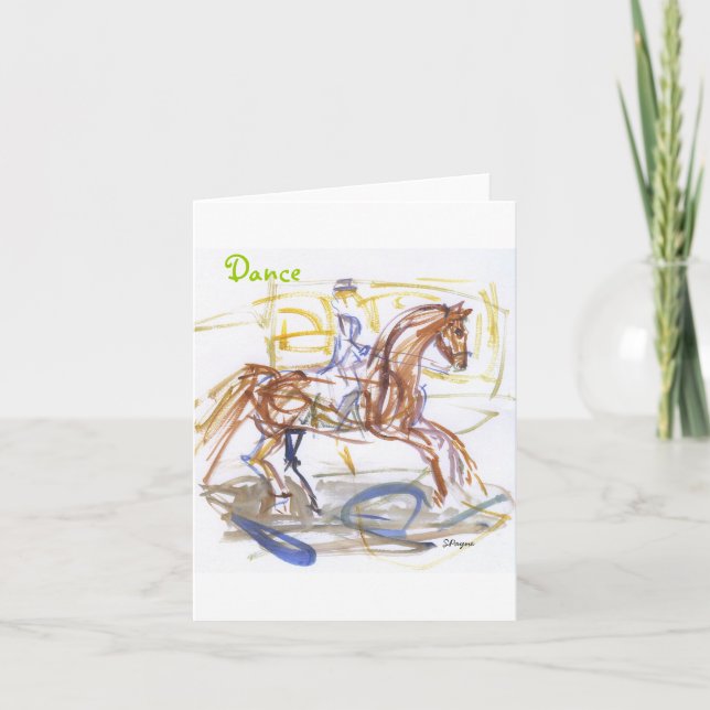 Cartão "Dance" note cards.  Horse and Rider watercolor (Frente)
