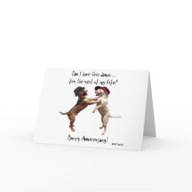 Dancing Bull Terrier Anniversary Card
