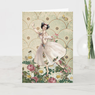 Cartão Dancing Floral Fairy - Vintage Blank Greeting Note