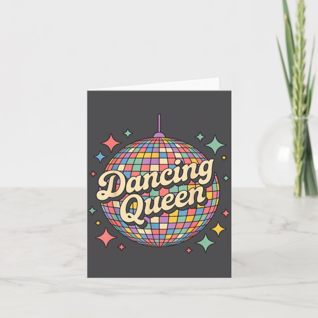 Cartão Dancing Queen Disco Ball Quote Party  (Frente)