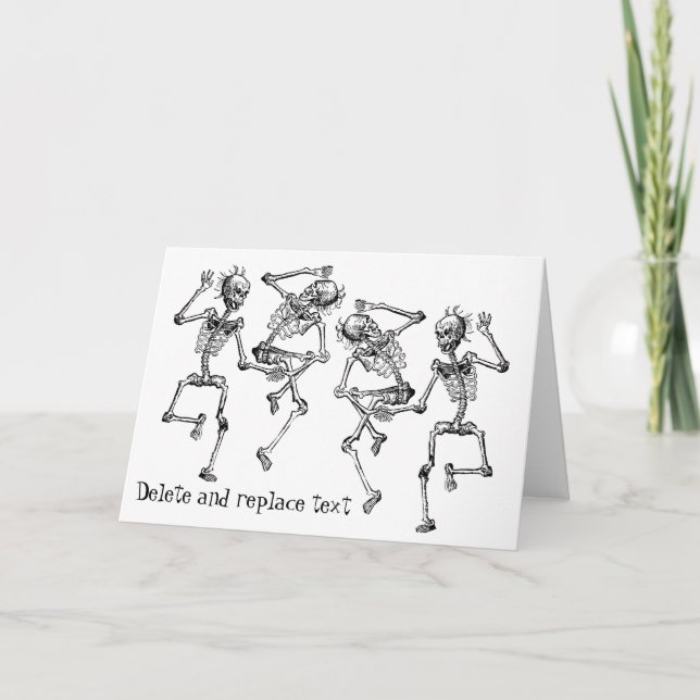 Cartão Dancing Skeletons Old Bones Birthday Add Your Text (Frente)