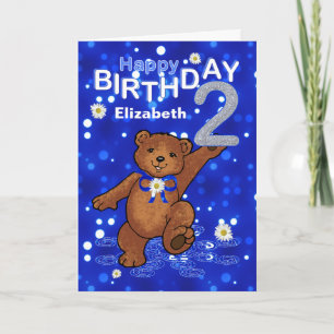 Cartão Dancing Teddy Bear 2nd Birthday for Girl