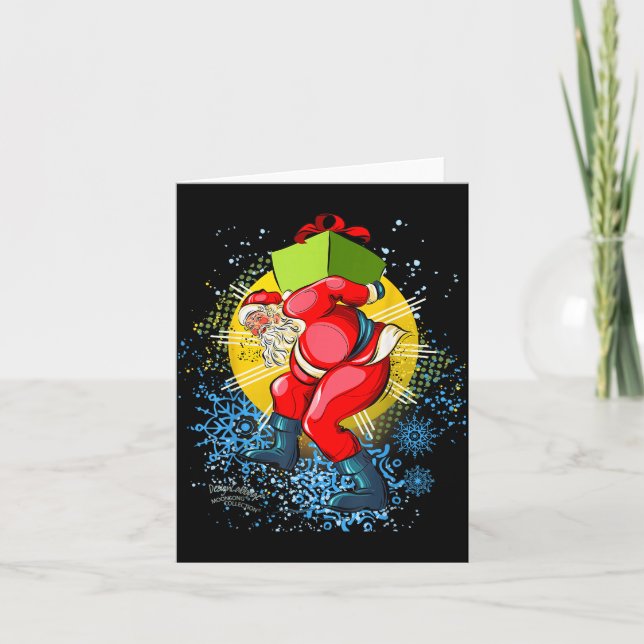 Cartão Dancing Vintage Santa Claus Christmas Graphic  (Frente)