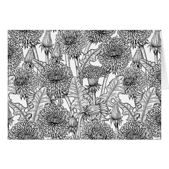 Cartão Dandélio, preto e branco (Frente Horizontal)