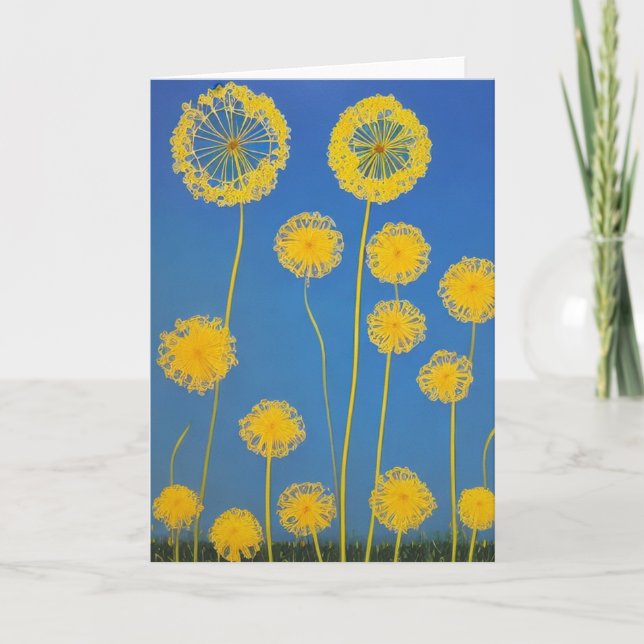 Cartão Dandelion Amarelo e Azul (Frente)