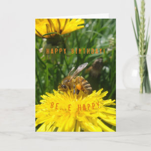 Cartão Dandelion Bee Happy Card