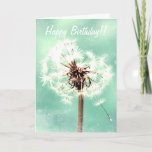 Cartão Dandelion Birthday Card<br><div class="desc">Delicate Dandelion Image,  Green Background Message inside reads: 'Happy Birthday!! Hope it's a special day!!'</div>