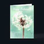 Cartão Dandelion Birthday Card<br><div class="desc">Delicate Dandelion Image,  Green Background Message inside reads: 'Happy Birthday!! Hope it's a special day!!'</div>