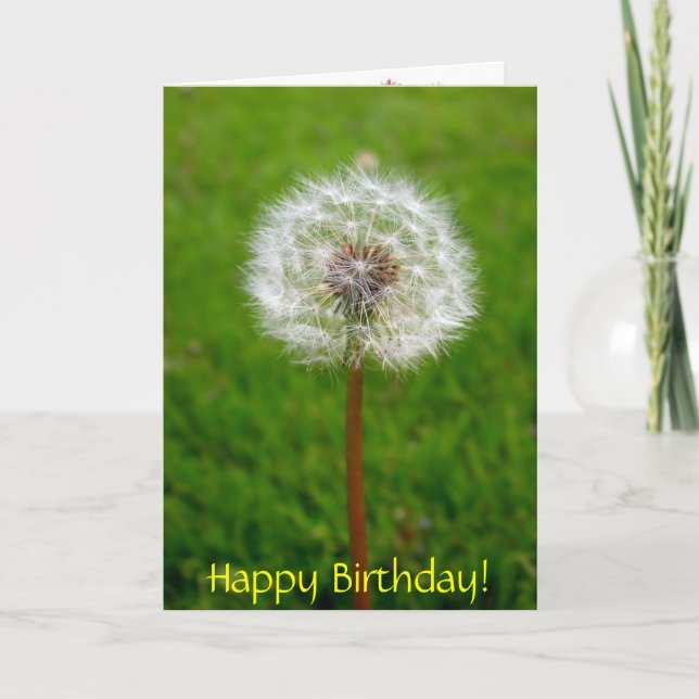 Cartão Dandelion Puff, Happy Birthday! (Frente)