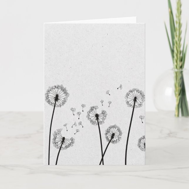 Cartão Dandelions Flowers Pappus Spores Grey (Frente)