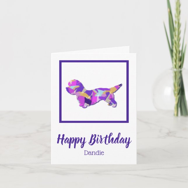 Cartão Dandie Dinmont Dog Silhouette Cute PPY&B Birthday (Frente)