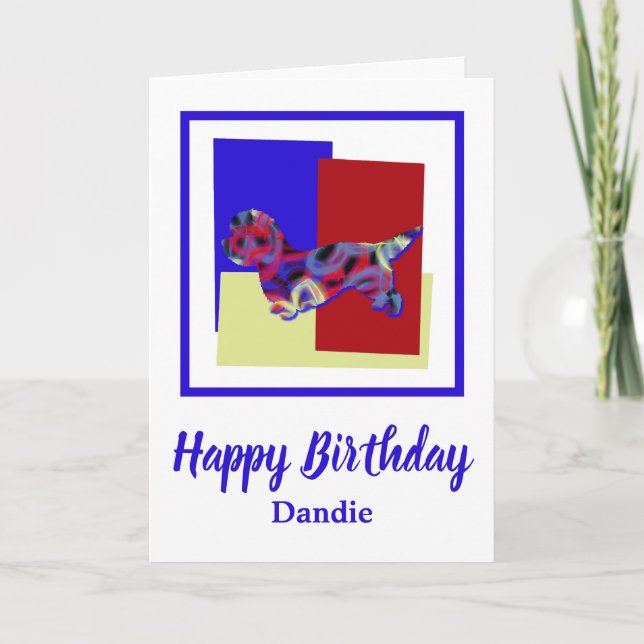 Cartão Dandie Dinmont Terrier Cachorro Vermelho Azul Amar (Frente)