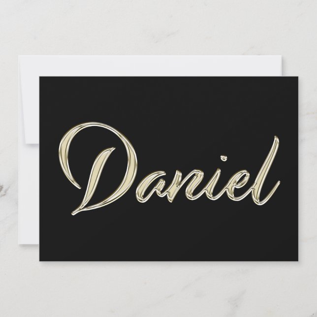 Cartão Daniel Name white gold Handwriting Karte (Frente)