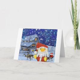 Cartão Danny Duck como Papai Noel no Polo Norte