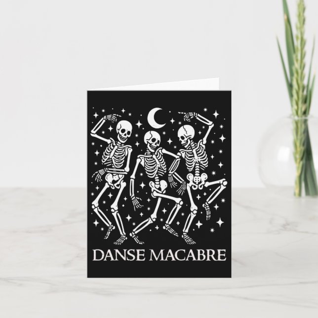 Cartão Danse Macabre French Dancing Skeletons Funny Hallo (Frente)