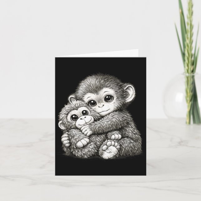 Cartão Dar um soco num macaco com meme de abraço de ursin (Frente)