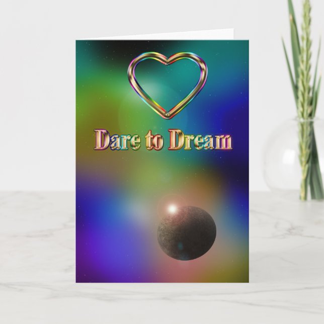 Cartão Dare to dream cosmos rainbow constellation planet (Frente)