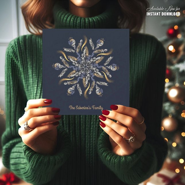 Cartão Dark Blue & Gold Midnight Sparkle Stars New Year  (Criador carregado)