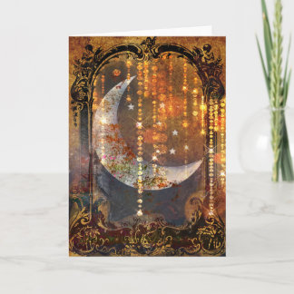 Cartão Dark Gold Mystic Crescent Moon Crystals