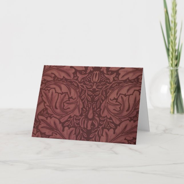 Cartão Dark Red Acanthus Leaves (por William Morris) (Frente)