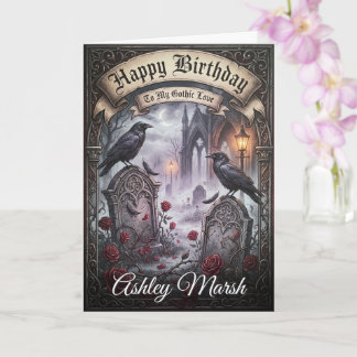 Cartão Dark Romantic Gothic Raven Lovers Birthday