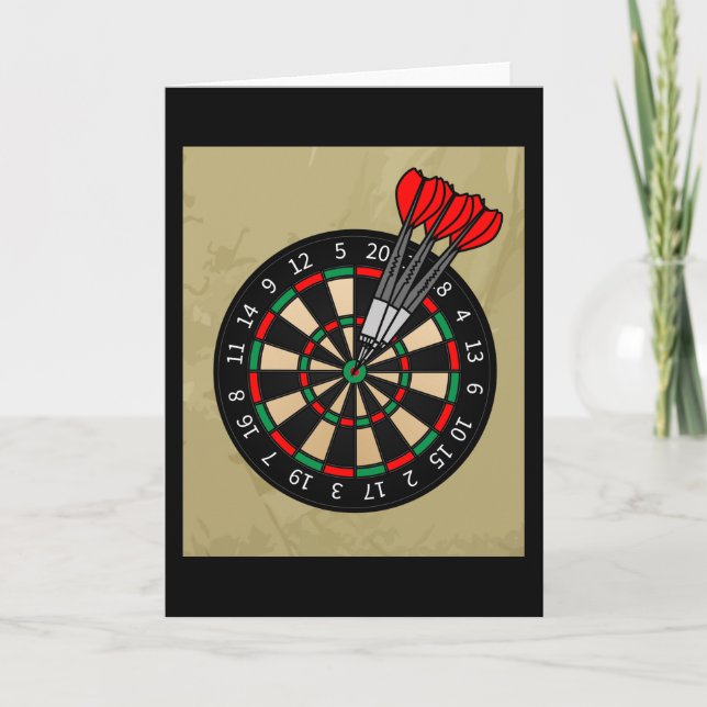 Cartão Dartboard Dart Player With Darts Arrows (Frente)