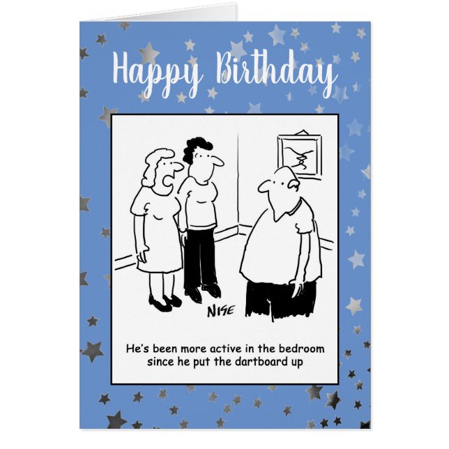 Cartão Dartboard no quarto. Cartoon Engraçado (Frente)