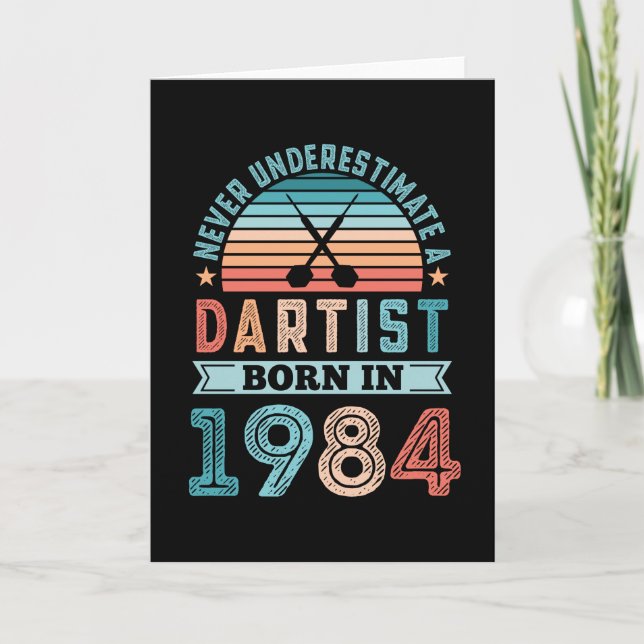 Cartão Dartist nascer 1984 Darts-aniversário de 40 anos - (Frente)