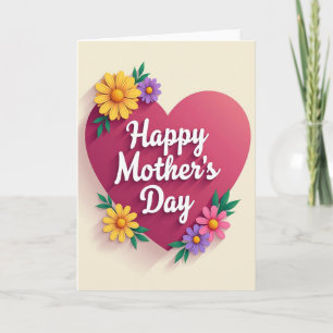 Cartão das Mães com Flores em Camadas