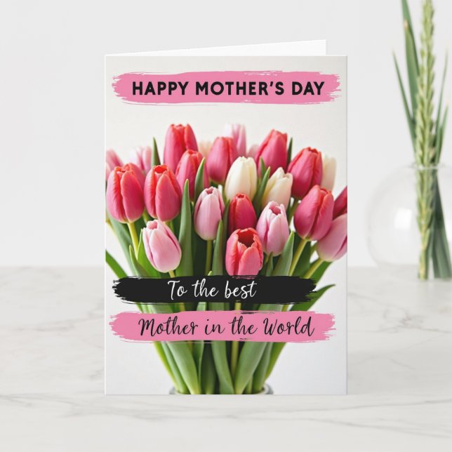 Cartão das Mães Tulipa Vibrante (Frente)