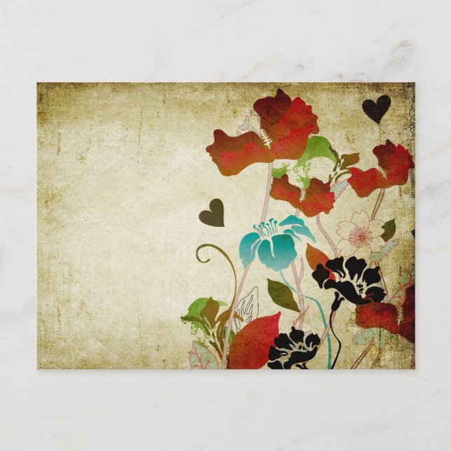 Cartão das papoilas do vintage (Frente)