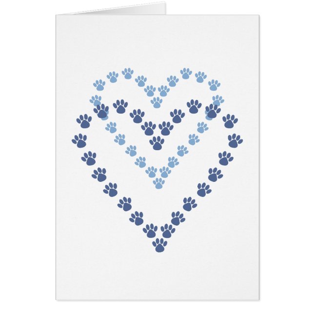 Cartão Das patas impressões dados forma coração da pata (Frente)