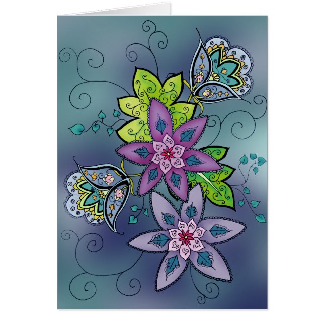 Cartão das tulipas da cerceta (vazio) (Frente)