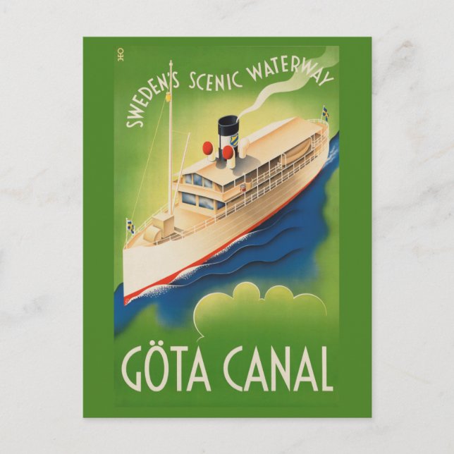 Cartão das viagens vintage da suecia (Frente)