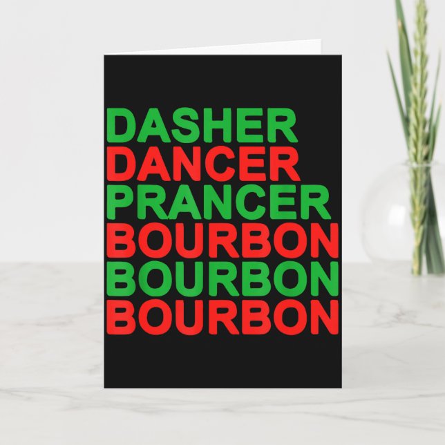 Cartão Dasher Dancer Prancer &amp; Bourbon Natal (Frente)