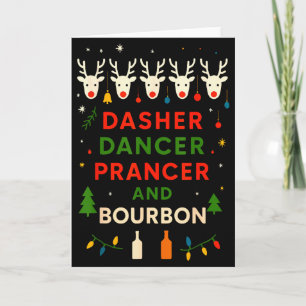 Cartão Dasher Dancer Prancer Bourbon Natal Divertido Holi