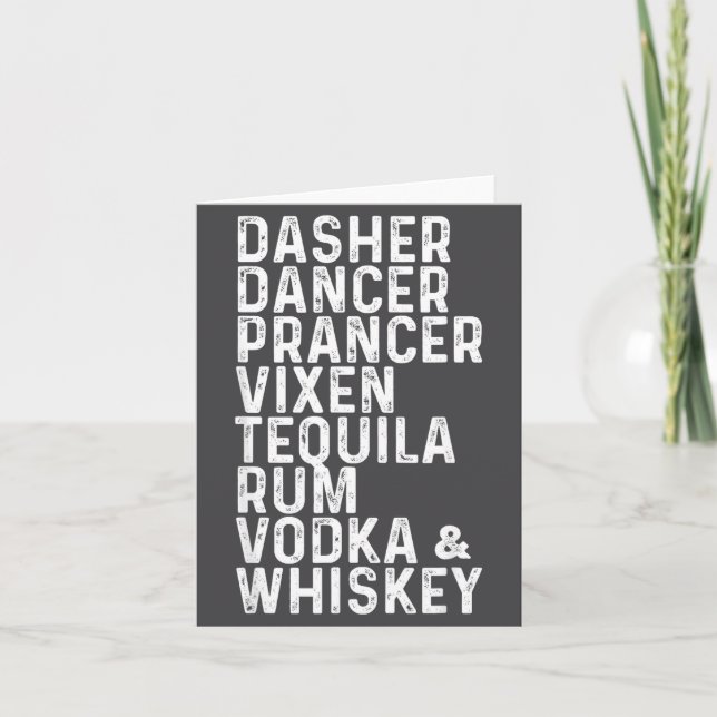 Cartão Dasher Dancer Prancer Vixen Tequila Rum Vodka And  (Frente)