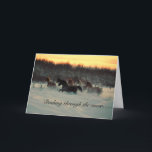 Cartão Dashing Through the Snow<br><div class="desc">An exuberant herd of Morgans and Saddlebreds enjoying the snow and loving winter!</div>