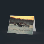 Cartão Dashing Through the Snow<br><div class="desc">An exuberant herd of Morgans and Saddlebreds enjoying the snow and loving winter!</div>
