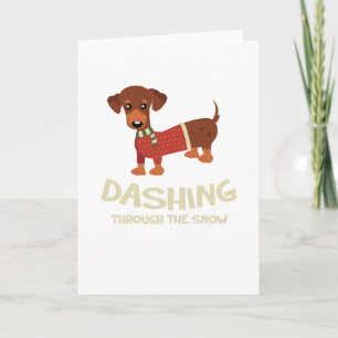 Cartão Dashing Through the Snow Dachshund Dog Christmas
