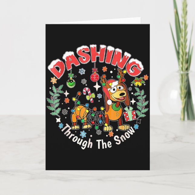 Cartão Dashing Through The Snow, Dog Christmas, Funny Chr (Frente)