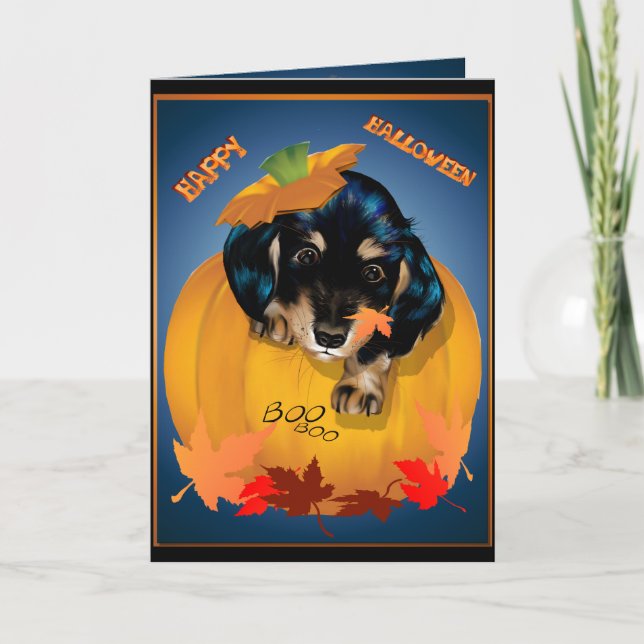 Cartão Dashund Halloween - Boo Card (Frente)