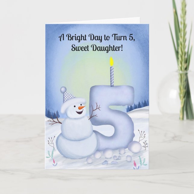 Cartão Daughter 5th Birthday Snowman Snowy  (Frente)