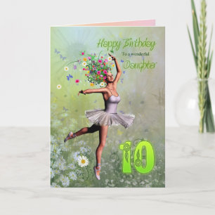 Cartão Daughter age 10, flower fairy birthday card