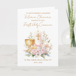 Cartão Daughter First Holy Communion Chalice Candle