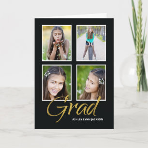 Cartão Daughter Graduation Four Photo Customizable