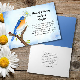 Cartão Daughter Happy April Birthday with Bluebird